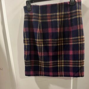 Thama Plaid Pencil Skirt in Navy, Pink, and Yellow